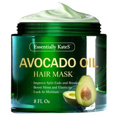 PRICES MAY VARY. Intensive Repair Treatment: Our Avocado Hair Mask enhances the look of hair damaged by environmental stressors, chemical processing and overexposure to the sun, through deeply immersive hydration and moisturization Texture Recovery Conditioning: Nurture rugged hair cuticles with our hair mask's pH balencing smoothening properties. Improve you hair's texture by allowing Essentially KateS' salon grade elixir to tame frizz and detangle your hair Strengthening and Protective Mask: P Jojoba Oil Hair Mask, Avocado Oil Hair, Jojoba Oil Hair, Shea Butter Oil, Avocado Hair Mask, Hair Repair Treatments, Avocado Hair, Oil Hair Mask, Ginger Oil