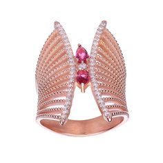 This gorgeous 18k rose gold over sterling silver cubic zirconia butterfly set ring is a must-add to your fine jewelry collection. This gorgeous 18k rose gold over sterling silver cubic zirconia butterfly set ring is a must-add to your fine jewelry collection. Metal: sterling silver Plating: 18k rose gold Packaging: boxed Width: 6 mm Finish: polishedSTONE DETAILS Stone type: cubic zirconia Total weight: 1 ct. Shape: pear, round Setting: prong Gemstones may have been treated to enhance their appea Gold Packaging, Light Aesthetic, Rose Tone, Set Ring, Pink Tone, Fine Jewelry Collection, 18k Rose Gold, Rings Statement, Ring Sets