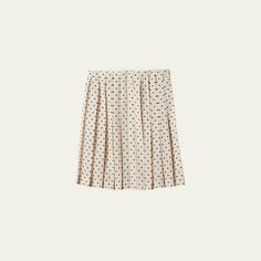 Miu Miu polka-dot crepe de chine skirt  High rise Hem falls below the knee Finished with pleating Invisible side zip Silk Made in Italy Pleated Midi Skirt, Miu Miu, Top Designers, Side Zip, Midi Skirt, Polka Dot, Tops Designs, Polka Dots, High Rise