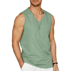 70%Rayon, 30%Linen Imported Pull On Closure Machine Wash Linen Fabric ---- The Men's Linen V Neck Tank Top Is Made Of High Quality Linen Fabric, Cool And Breathable, Soft And Skin-Friendly, Lightweight And Quick Dry. The Beach Sleeveless Shirt Keep You Cool And Relaxed All The Time Especially In Summer Spring And Autumn. Classic Design ---- This Men Casual Linen Sleeveless Shirt With Classic V Neck Collar And Sleeveless Design. It Makes You More Sexy In Casual Or Beach. This Men Beach Yoga Shirt Deep V Neck Shirt, Running Singlet, Beach Hippie, Beach Street, V Neck Collar, Adidas Tank Top, Beach Yoga, V Neck Shirt, Linen Summer