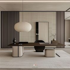 an elegant office with modern furniture and decor