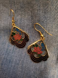 1980’s black & multicolor floral cloisonne French hook earrings.Deadstock. Multiples and other colorways and styles available.Made in Taiwan. Earring Piercing Ideas, 80 Jewelry, 80s Jewelry, Cloisonne Earrings, French Hook Earrings, Dope Jewelry, Funky Jewelry, Jewelry Lookbook, Dream Jewelry