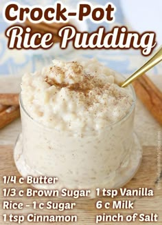 the recipe for crock pot rice pudding