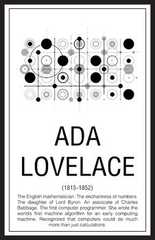 an ad for lovelace, with the text in black and white on top of it