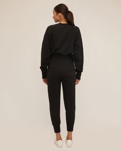 With its exaggerated high ribbed waistband, our So High Waisted Sweatpants is as flattering as you can get in lounge bottoms. Pair them with your favorite crop top or for an additional styling option, fold the extra high waist band down. High-waist fit Ribbed trim at waistband and hem Functional front slant pockets French Terry loop-back interior Inseam: 27” on size 2 100% Cotton Model is 5'10 and wearing a size S. This style runs true to size. We would recommend taking your regular size. High-waisted Pants With Ribbed Waistband, Elevated Casual High-waisted Sweatpants With Elastic Waistband, Black Activewear With Elastic Waistband For Lounging, Black Activewear For Lounging With Elastic Waistband, Black Activewear For Lounging, Black Sweatpants With Ribbed Waistband For Lounging, Black Bottoms With Ribbed Waistband For Fall, Black Sweatpants For Elevated Casual Occasions, High-waisted Workout Bottoms With Elastic Waistband