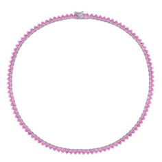 Offset your most flattering casual looks with this Created Pink Sapphire Tennis Necklace. Crafted in lustrous sterling silver it features 104 heart-cut created pink sapphire gemstones (4 x 4mm) studded in a tennis style. Polished to a brilliant shine, this necklace measures 18-inch in length and secures with tongue and groove clasps. Give yourself a glamorous look with this trendsetting tennis necklace. | Belk & Co Lab Created Created Pink Sapphire Tennis Necklace in Sterling Silver, White Pink Diamond Cut Fine Jewelry Necklace, Pink Heart Cut Jewelry With Prong Setting, Pink Heart-shaped Diamond Cut Jewelry, Pink Heart Cut Diamond Jewelry, Pink Sparkling Stones Necklace For Anniversary, Pink Heart-shaped Jewelry With Sparkling Stones, Pink Cubic Zirconia Necklace With Prong Setting, Pink Sapphire Heart Cut Jewelry, Pink Heart Cut Sparkling Stones Jewelry