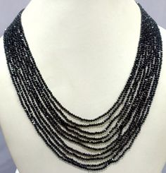 Black Spinel Necklace, Natural Black Spinel 2mm Rondelle Faceted Beaded Jewelry Necklace, Black Spinel 10 Strand Jewelry Necklace Gemstone :- Black Spinel Size :- 2mm Approx Strand :- 10 Strand Shape :- Rondelle Faceted Color :- Black Quality :- AAA GRADE https://www.etsy.com/in-en/shop/LatestBeadsJewellery?ref=simple-shop-header-name&listing_id=720939504 Your Feedback is very Important for us. If you have any problem regarding packaging or product, kindly contact us to resolve the issue bef Black Necklace With Spacer Beads For Party, Elegant Black Rondelle Beaded Necklaces, Black Multi-strand Necklace With Faceted Beads, Black Rondelle Beaded Necklaces, Black Beaded Rondelle Jewelry, Black Rondelle Spacer Beads Jewelry, Black Rondelle Gemstone Beaded Necklace, Black Rondelle Gemstone Bead Necklace, Black Rondelle Beaded Jewelry