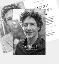 an image of a man with curly hair on the cover of a magazine or brochure