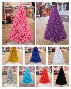 several different colors of fake flowers in the shape of a christmas tree, all on display