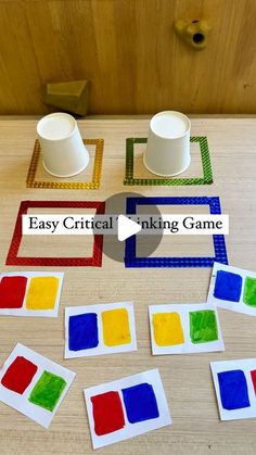 the easy crafting game for kids to make their own matching squares and drinking cups