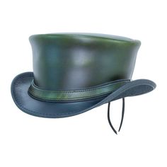 Hampton | Womens Leather Top Hat offers a sophisticated look with its midweight cowhide top grain leather and cinched deerskin lacing. Perfect for adding a unique, polished touch to any outfit. Material: Midweight USA Raised Cowhide Top Grain Leather Shape: Top Hat Trim: Leather Band; Cinched with Deerskin Lacing Brim Size: 2” Crown Height: 4 3/4” Sweatband: AHM Velcro Assembled in the USA Top Hat Women, Leather Top Hat, Whimsical Goth, American Hat Makers, Steampunk Top, Steampunk Top Hat, Steampunk Hat, Mens Hats, Style Steampunk