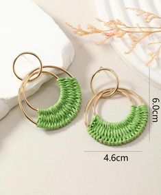 These beautiful Raffia Hoop Earrings just scream, bring on the sunshine! Enjoy summer and spruce up any outfit with these pretty earrings. Green Earrings For Spring, Bohemian Hoop Earrings For Summer, Summer Bohemian Hoop Earrings For Pierced Ears, Bohemian Small Hoop Earrings For Summer, Small Hoop Earrings For Summer, Handmade Hoop Earrings For Summer, Bohemian Small Hoop Earrings For Spring, Trendy Hoop Earrings For Beach, Handmade Summer Hoop Earrings