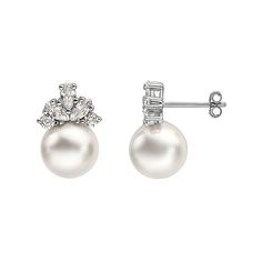 These gorgeous sterling silver freshwater cultured pearl stud earrings are a must-add to your fine jewelry collection. These gorgeous sterling silver freshwater cultured pearl stud earrings are a must-add to your fine jewelry collection. Length: 17 mm Backings: post Metal: sterling silver Plating: rhodium Finish: polished Packaging: boxedCULTURED PEARL DETAILS Type: freshwater Size: 11 mm Shape: round Color: white Gemstones may have been treated to enhance their appearance. Special care may be r Brilliant Cut Sterling Silver Pearl Earrings, Sterling Silver Round Cut Pearl Earrings With Diamond Accents, Luxury Round Cut Sterling Silver Pearl Earrings, Classic Sterling Silver Nickel-free Pearl Earrings, Luxury Pearl Earrings In Sterling Silver, Aaa Quality, Post Metal, Fine Jewelry Collection, Pearl Stud Earrings, Pearl Studs