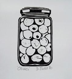 a drawing of a jar filled with rocks