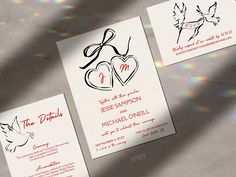 wedding stationery designed to look like two hearts