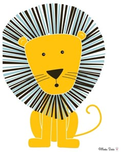 a lion with stripes on it's chest and head, sitting in front of a white background