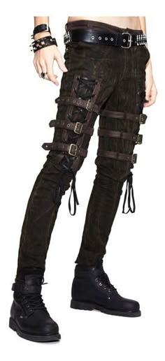 Asylum Pants Vampire Outfit Masculine, Men's Gothic Clothing, Gothic Clothes For Men, Goth Outfits Men Punk Rock, Punk Goth Fashion Men, Emo Pants Men, Fem Fashion For Men, Steam Punk Fashion Mens, Man Pants Fashion