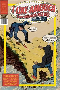 a comic book cover with an image of a man trying to climb up a cliff