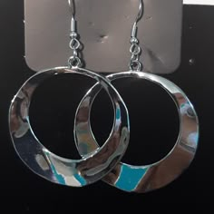 Silver Round Earrings Hanging Earrings Silver, Cool Hoop Earrings, Large Silver Earrings, Elegant Circular Metal Earrings, Elegant Circle Metal Earrings, Formal Circular Metal Earrings, Trendy Metal Round Earrings, Trendy Round Metal Earrings, Modern Round Earrings For Party