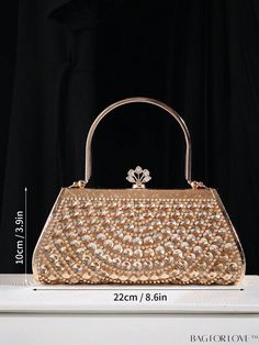 BagForLove - Stylish Rhinestone-embellished Top Handle Bag, Ideal Bridal Purse for Weddings, Proms & Parties Product Description Color Gold Details Grommet Eyelet Style Minimalist Bag Size Small Pattern Type All Over Print Type Box Bag Closure Type Kiss Lock Material Aluminum Alloy Size Chart INCH CM Bag Height Bag Length Bag Width Handle Height Strap Length 3.9 inch 8.7 inch 2.8 inch 4.3 inch 47.2 inch Bag Height Bag Length Bag Width Handle Height Strap Length 10 cm 22 cm 7 cm 11 cm 120 cm Details Pictures Similar Products h2 { text-align: center; } /* æ¢è¡ */ li{ white-space: normal; word-break: break-all; word-wrap: break-word; } .red-box { width: 100%; display: flex; flex-direction: row; flex-wrap: wrap; justify-content: center; } .red-box > div { width: 190px; height: 250px; margin: Wedding Clutch With Bling, Rectangular Rhinestone Shoulder Bag For Weddings, Glamorous Rhinestone Shoulder Bag For Weddings, Embellished Bags For Wedding, Silver Bags With Rhinestones For Wedding Guest, Elegant Bedazzled Bags For Wedding, Glamorous Wedding Bag With Bling, Glamorous Bedazzled Evening Bag For Wedding, Embellished Bags For Weddings