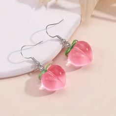 Item: 1 Pair Of Cute Kawaii Peach Earrings. Color: Pink/Green Material: Acrylic Length: 1.38" Brand: Yumibuni Condition:New This Item Will Ship Quickly From A Smoke-Free Environment. Cute Handmade Plastic Earrings, Pink Hypoallergenic Plastic Earrings, Cute Pink Jewelry For Birthday, Adjustable Pink Kawaii Jewelry, Pink Kawaii Jewelry For Valentine's Day, Kawaii Pink Jewelry For Valentine's Day, Trendy Pink Plastic Earrings, Cute Orange Jewelry For Party, Cute Orange Party Jewelry