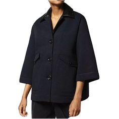 This Elegant Jacket Is Effortlessly Easy To Style. Built From A Breathable Cotton Mix, Its Feminine Silhouette Lends Versatile Appeal. The Garment Features A Button-Up Closure And Two Button Pockets. The Wide, Cropped Sleeves And Pvc Collar Add An On-Trend Touch. 82%Cotton 18%Polyester, Contrast 59%Wool 22%Polyester 19%Polyurethane. Button Closure. 2 Pockets. Unlined. Model Is Wearing A Size S And Is 177 Cm / 5'9". Fits True To Size, Take Your Normal Size. Color: Blue Diesel Women, Diesel Jacket, Blue Cape, Waxed Cotton Jacket, Elegant Jacket, Long Overcoat, Cropped Sleeves, Dress Details, Workout Shirts