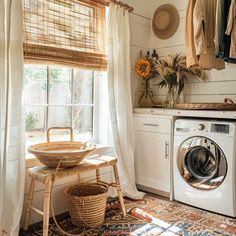 a washer and dryer in a small room