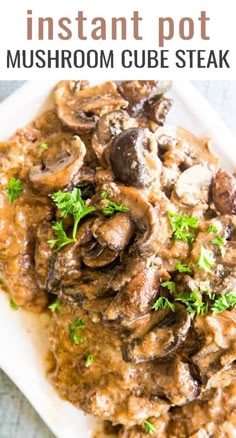 an image of mushroom cube steak on a plate