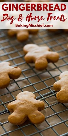 gingerbread cookies on a cooling rack with text overlay