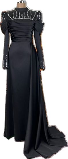 Festive Elegant Long Abaya, Festive Elegant Long Dress Abaya, Elegant Fitted Festive Abaya, Elegant Fitted Abaya For Festive Occasions, Elegant Fitted Abaya For Festive Season, Festive Elegant Fitted Abaya, Elegant Festive Sequined Abaya, Elegant Eid Party Maxi Dress, Eid Party Embellished Maxi Dress