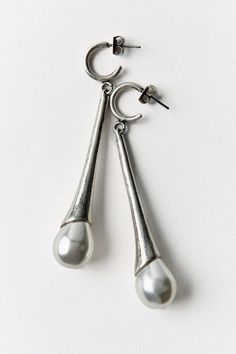 FAUX PEARL METAL EARRINGS - Silver | ZARA United States Metal Drop, Kids Rain, Contemporary Ring, Long Dangle Earrings, Cardigan Sweater Jacket, Metal Earrings, Boho Earrings, Sales Gifts, Sweater Jacket