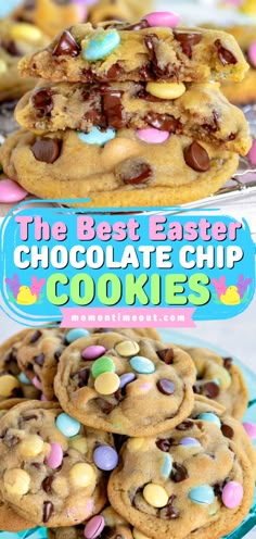 Here's an Easter food idea for you to try! Learn how to make The Best Easter Chocolate Chip Cookies! These soft and chewy homemade cookies are the best Easter dessert! Save this pin. Easter Chocolate Chip Cookies, Bakery Style Chocolate Chip Cookies, Mom On Timeout, Chocolate Chip Cookies Ingredients, Perfect Chocolate Chip Cookies