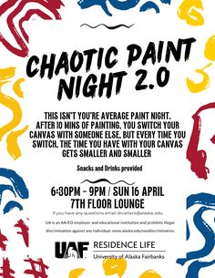 the poster for chaotic paint night