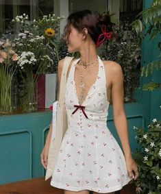 Looks Party, Elegante Casual, Vestidos Vintage, Cherry Print, Halter Mini Dress, European Summer, Mini Dresses Summer, Girly Outfits, Kylie Jenner