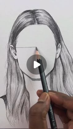 someone is drawing a woman's face with a pencil