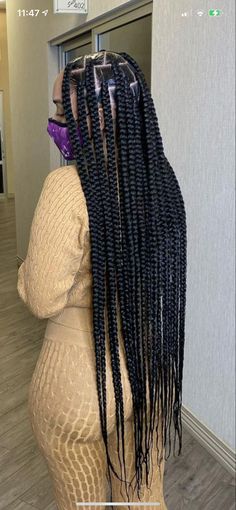 Large Knotless Box Braids Waist Length, Big Knotless Braids For Black Women, 7 Feed In Braids Straight Back, Braids Large Knotless, Big Box Knotless Braids, Long Plaits Black Women, Box Braid Ideas For Black Women, Braiding Hairstyles For Black Women 2023, Long Big Box Braids Hairstyles