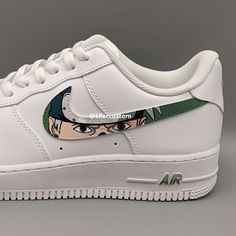 Transform your style with the Nike Air Force 1 Anime Eyes Custom. These sleek shoes feature unique custom anime eye designs that will make you stand out in the crowd. With the iconic Nike Air technology, you'll also enjoy superior comfort and cushioning with every step. Elevate your look and performance with these one-of-a-kind shoes. ★ Brand new with box ★ Each pair is unique and one of a kind ★ Each pair is personally handmade, painted with high quality Angelus. ★ Leather acrylic paint. Topped White Low-top Custom Sneakers With Anime Print, White Custom Sneakers With Anime Print For Streetwear, Anime Eye Designs, Sleek Shoes, Eye Designs, Air Force 1 Custom, Custom Air Force 1, Custom Nike, Custom Nikes