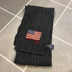 Brand New With Tags. Authentic Item. Ralph Lauren Scarves, Black American Flag, Red Plaid Scarf, Ralph Lauren Hats, Polo Knit, Ribbed Scarf, Reversible Scarf, Lauren Gray, Mens Scarves