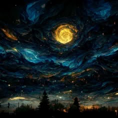 Dreamy Art, Painting Inspo, Night Sky, Aesthetic Art, Van Gogh, An Artist, Painting Ideas, Beautiful Art, Art Inspo