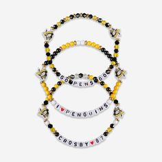 Sidney Crosby Pittsburgh Penguins 3 Pack Player Friendship Bracelet FOCO