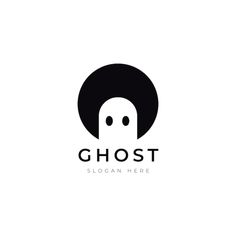 the ghost logo is black and white with a dark circle around it's head