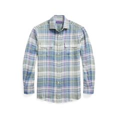 This Purple Label shirt is crafted in Italy with plaid linen cloth that is specially developed to achieve a suedelike softness. Windowpane Plaid, Button Outfit, Twill Shirt, Purple Label, Ralph Lauren Purple Label, Mens Plaid, Pastel Purple, Designer Clothes For Men, Ralph Lauren Men