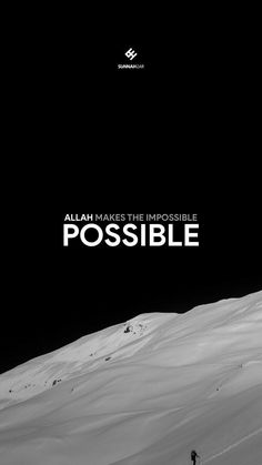 a man skiing down a snow covered slope with the words possible on it's side