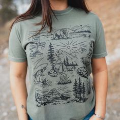 National Forest Unisex Tee - Moss - The Montana Scene Outdoorsy Mom Style, Outfit Ideas For Work, Future Self, Granola Girl, Laid Back Style, National Forest, Clothes Ideas, Clothing Ideas, Shirt Ideas