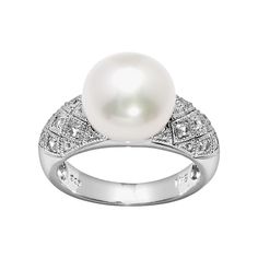 A freshwater cultured pearl and genuine white topaz stones give this ring pure elegance. Click on this JEWELRY & WATCHES GUIDE to learn about fit, styles, materials and more!Ring Details: Ring width: 11-mm Metal: rhodium-plated sterling silver Feature: milgrain Cultured Pearl Details: Type: freshwater Shape: button Size: 10-10.5-mm Color: white Gemstone Details: Gemstone type: genuine white topaz Cut: round Setting: prong Gemstones may have been treated to enhance their appearance. Special care Pearl Details, Pure Elegance, Right Hand Rings, Topaz Stone, Topaz Ring, White Topaz, Cultured Pearls, Womens Jewelry Rings, Rings Statement