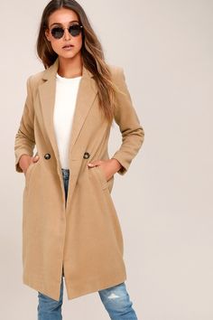 News Aesthetic, Orange Custard, English Collar, Dress Coat Outfit, Find Your Style Fashion, Fashion Quiz, Hooded Cardigan Sweater, Tan Coat, Trendy Jackets