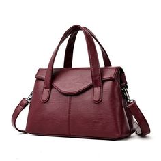 Solid Color PU Leather Tote Bag