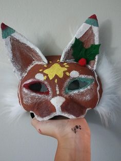 this mask is High quality, handmade, and felted from front to back Christmas Therian Mask, Therian Cat Mask, Therian Cat, Therian Stuff, 24 December, Animal Mask, Raffle Ticket, Mask Ideas, Cat Mask