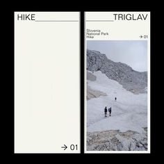 two photographs side by side showing people walking up a snowy hill and the same one with an arrow pointing to it