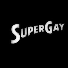 the super gay logo is shown in white on a black background, and it appears to be